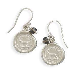  Victorian Wax Seal Earrings Sterling Silver Dog Charm with 