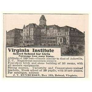  1908 Virginia Institute Select School for Girls Print Ad 