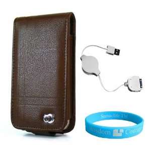 Leather Melrose Vertical Carrying Case for iPhone 4 + Retractable Data 