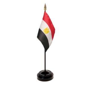  Egypt Flag 4X6 Inch Mounted E Gloss With Fringe Patio 