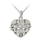  Sterling Silver Diamond Accent Filigree Heart Locket 