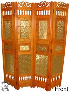   Vintage Style Folding 2 Sided Screen 4 Panel Wood Room Divider  