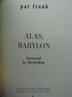 with signed inscription by author, Alas Babylon by Pat Frank, Easton 