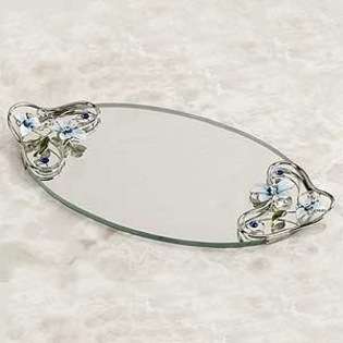 Artico Butterfly Mirrored Vanity Tray in Blue   12 