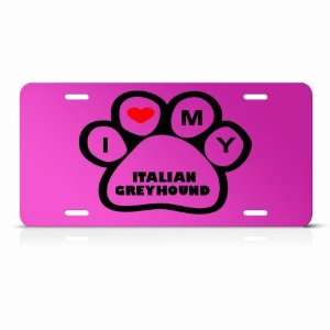  Italian Greyhound Dog Dogs Pink Animal Metal License Plate 