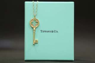 RARE Tiffany & Co. 18k Quatrefoil Key Pendant Necklace   Discontinued 