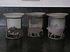 Set of 3 Metal and Frosted Glass Wildlife Votive Candle Holders