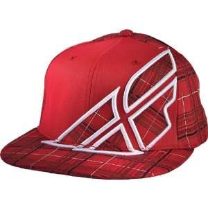 Fly Racing Plaid F Wing Mens Flexfit Sports Wear Hat   Red / Large/X 