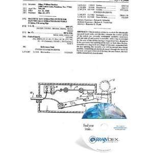 NEW Patent CD for MAGNETIC KEY OPERATED SWITCH FOR ELECTRICALLY 