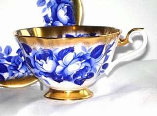 Royal Albert COBALT BLUE ROSES TREASURE CHEST SERIES Tea Cup and 