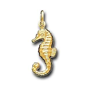    14K Solid Yellow Gold Seahorse Charm Pendant IceNGold Jewelry