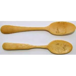  ET25   Two antique carved ivory spoons