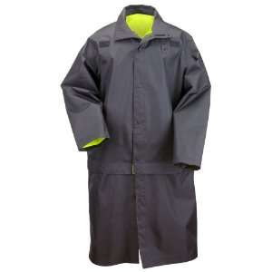 11 #48106 Long Reversible High Vis Rain Coat (Black, Small)  