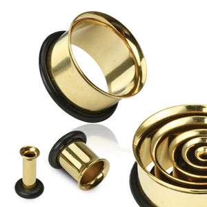PAIR Gold Plated Single Flare Tunnels Ear Plugs Earlets Gauges  