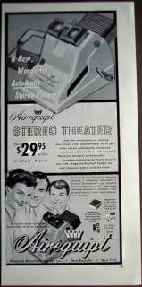 1955 Airequipt Stereo Theater for slides vintage ad  