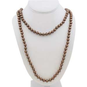   8mm Brown Shell Mother Of Pearl Necklace 64 Inch B/New Jewelry