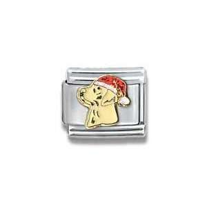 Gold Lab with Santa Hat Dog Breed Canine Collection Italian Charm 18k 