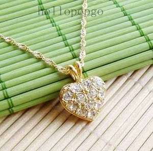   Yellow Gold Gp Swarovski Crystal Plated Heart Unique Necklace  