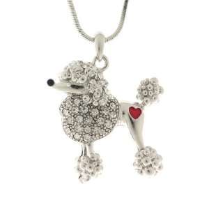   Enamel Collections Clear Crystal Poodle Necklace   29mm Jewelry