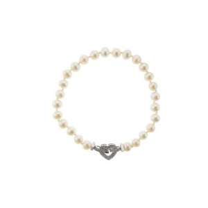  Diamond Heart Pearl Bracelet Jewelry