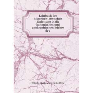  BÃ¼cher des . Wilhelm Martin Leberecht De Wette Books