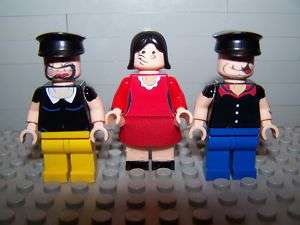 Lego Minifig CUSTOM Popeye, Olive Oyl, Bluto  
