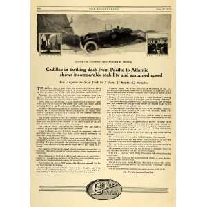   Ad Antique Cadillac Automobile Crosses US 1 Week   Original Print Ad