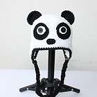 Newborn Baby Panda Earflap Ear Flap Hat Beanie Crochet Handmade Cap 