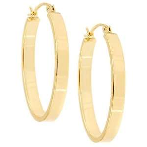  18KT Yellow Gold Over Sterling Silver Polished Oval hoop 