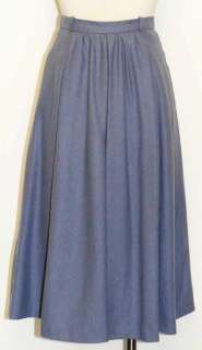 BLUE WOOL German Pleated Western Swing Dress SKIRT 8 S  