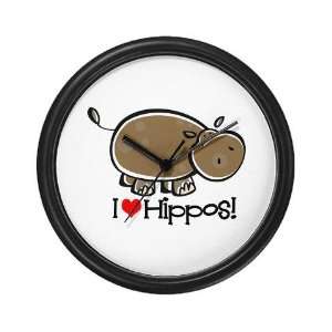 I Love Hippos Cool Wall Clock by 