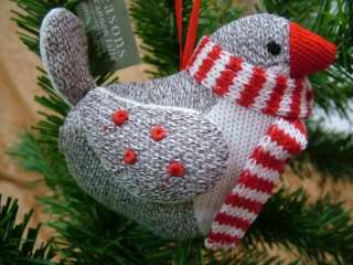 New Knit Sock Bird Red Scarf Christmas Ornament Monkeez  