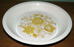 Vintage Ceramic Pie Plate Yellow Flowers Stamped USA  