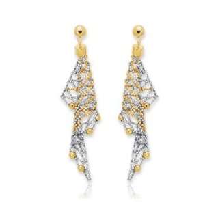    14k Two Tone Gold Stylish Balinese Bead Drop Earrings Jewelry
