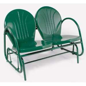   and Funky Hunter Green Retro Tulip Outdoor Patio Double Glider Chair