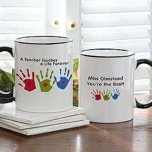    Personalized Teacher Coffee Mug   Kids Handprints