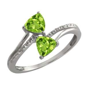   Genuine Trillion Green Peridot Gemstone Argentium Silver Ring Jewelry