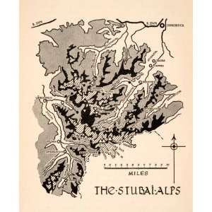  1937 Lithograph Map Stubai Alps Tyrol Austria Innsbruck 