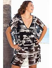 Beach Belle Affinity Mesh Plus Size Caftan Tunic by Beach Belle