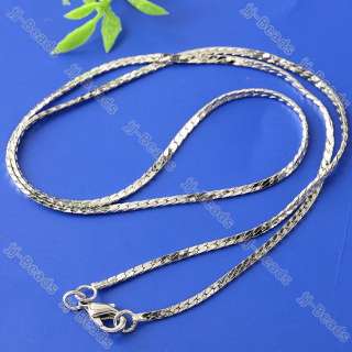 5pc White Gold Plated Flat Snake Chain Necklace 2*1mm  