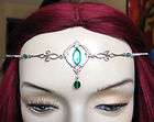   renaissance crown circlet headpiece elf filigree silver emerald