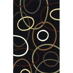 Momeni Elements Black Abstract Circles Contemporary 3 x 5 Rug (EL 09 