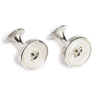 Turnbull & Asser Sterling Silver and Mother Of Pearl Button Cufflinks 