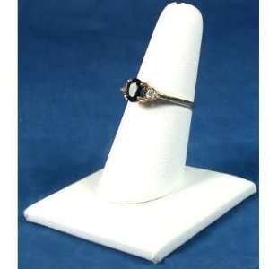 White Leather Square Base Ring Finger Jewelry Holder Showcase Display 