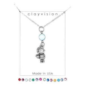 Clayvision Soccer Girl Charm Necklace with Birthstone/Team 