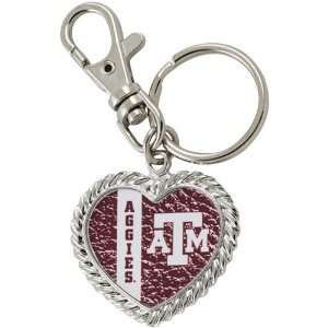 Texas A&M Aggies Silvertone Heart Keychain  Sports 