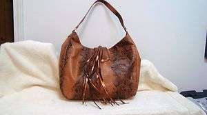 IMAN Global Chic Classic Couture Python Embossed Luxury Handbag brown 