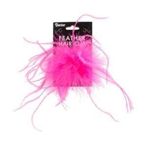 Darice Ostrich Feather Hair Clip 1/Pkg Hot Pink; 6 Items/Order  