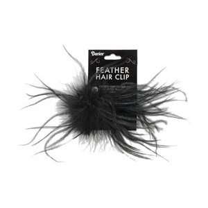  Darice Ostrich Feather Hair Clip 1/Pkg Black; 6 Items 