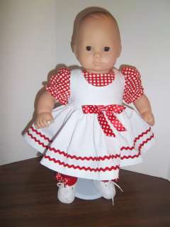 American made clothing 15 Bitty Baby   Red and White Pinafore, Blouse 